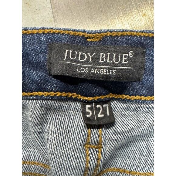 Judy Blue Jeans Womens 5 / 27 Blue Skinny Fit Button Distressed Denim Preppy - Picture 7 of 16